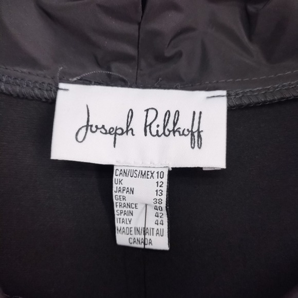 Joseph Ribkoff Dress Womens 10 Black 3/4 Sleeve Cowl Neck Taffeta Skirt Pockets - Picture 3 of 8